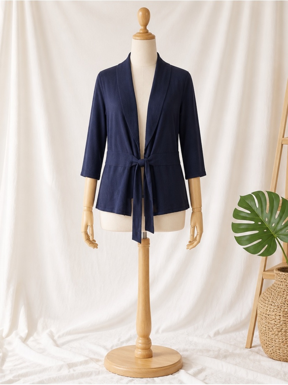 Whbm Women's Navy Tie-Front Cardigan